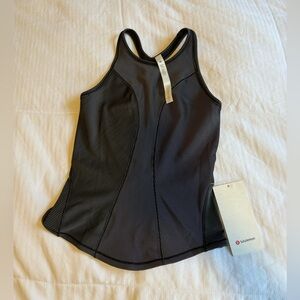 Lululemon Base Pace Two-Tone Ribbed Tank Top - Black - Size 2 - NWT